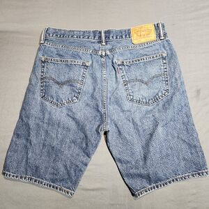 Levis Denim Jean Shorts Straight Fit Men's Size (34 X 9) Dark Wash Blue Y2k 90s